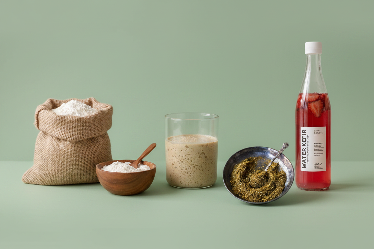 Bake & Ferment Bundle - buy 1 sourdough starter + 1 flour + 1 zaatar get 1 free water kefir