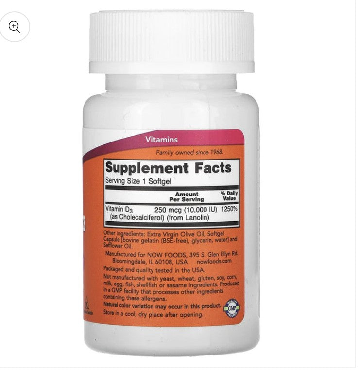 Vitamin D-3, Max Potency, 10,000 IU, 30 Softgels