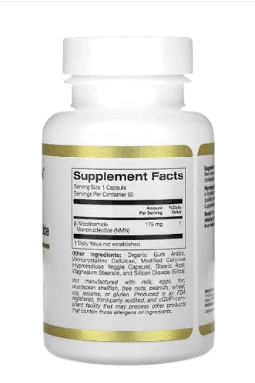 California Gold Nutrition NMN 175 mg - 60 Veggie Capsules, 60 Servings