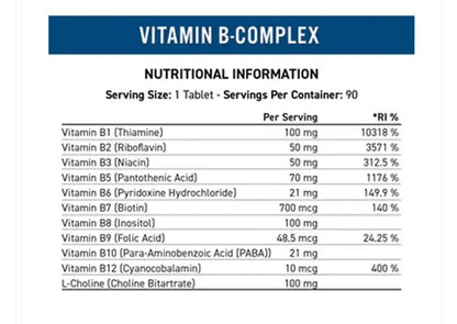Applied Nutrition Vitamin B Complex High Strength,  90 Vegan Capsules