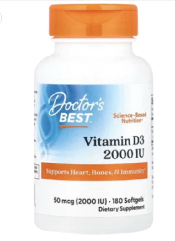 Doctor's Best, Vitamin D3, 50 mcg (2,000 IU), 180  Softgels