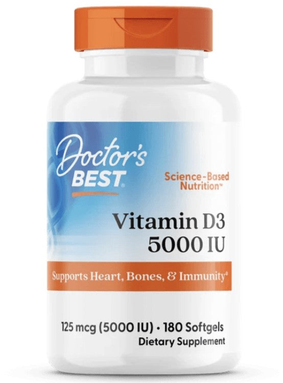 Doctor's Best, Vitamin D3, 125 mcg (5,000 IU), 180  Softgels