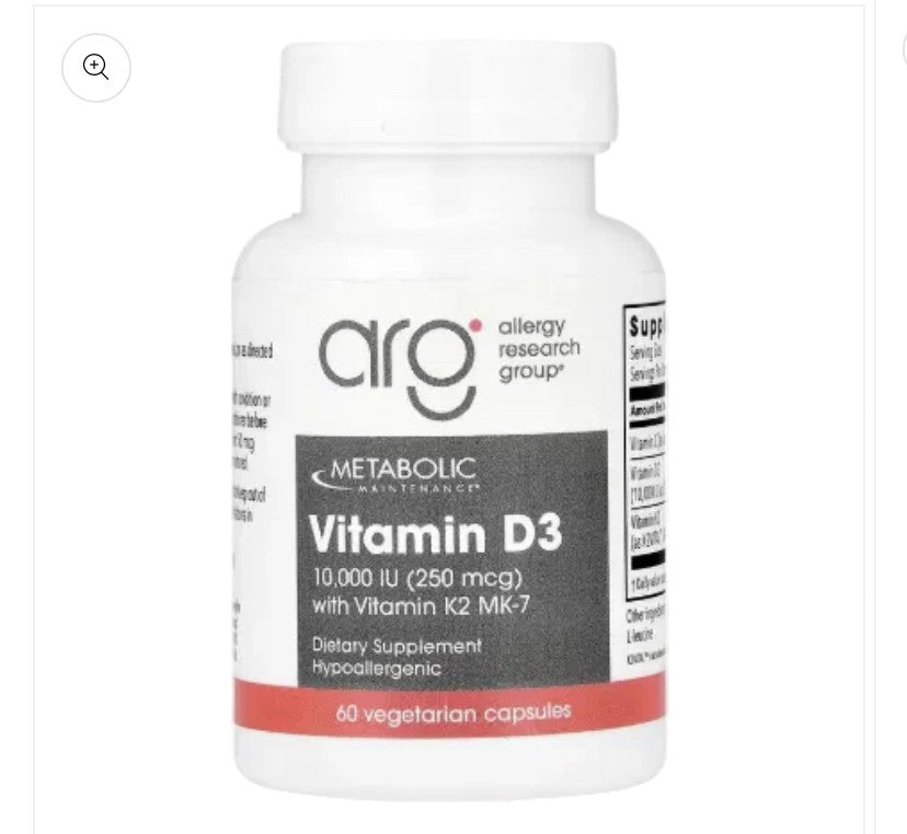 Vitamin D3 with Vitamin K2  MK-7 60 Vegetarian  Capsules