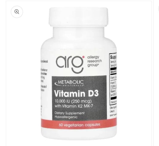 Vitamin D3 with Vitamin K2  MK-7 60 Vegetarian  Capsules