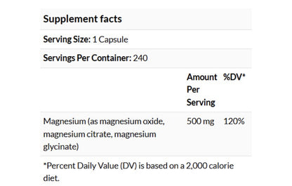 Magnesium Complex 500mg - 240'