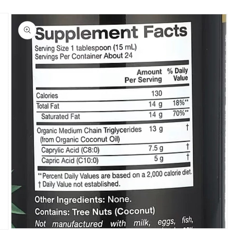 California Gold Nutrition  SPORT Organic MCT Oil - 12 fl oz (355 ml) |  Unflavored Keto-Friendly