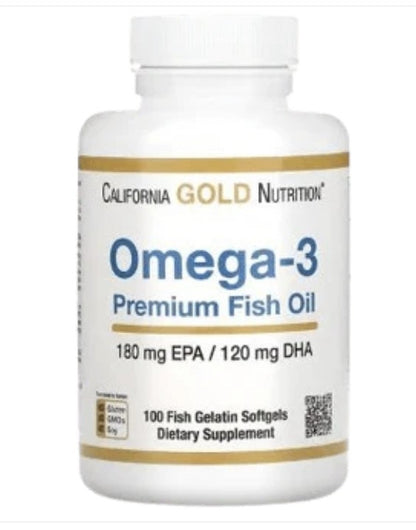California Gold Nutrition  Omega-3 Premium Fish Oil  - 100 Fish Gelatin Softgels