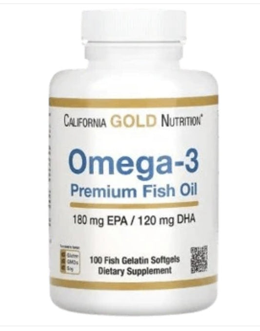 California Gold Nutrition  Omega-3 Premium Fish Oil  - 100 Fish Gelatin Softgels